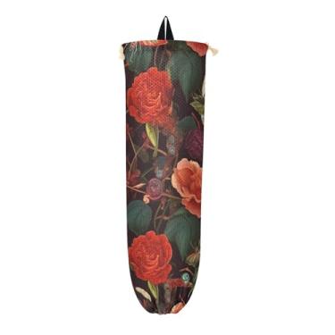 Imagem de Porta-sacos plásticos rosas e libélulas, bolsa de armazenamento de cozinha, suporte de plástico para parede
