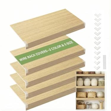 Imagem de DOFOPO Capas de prateleira de arame, capas de rack de arame para despensa PVC (não madeira) forros de prateleira para prateleiras de armário de cozinha (cor madeira, 61 x 30 cm)