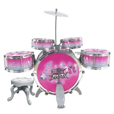 Imagem de Bateria Infantil Brinquedo Musical Rock Party Rosa Dm6066 - Dm Toys