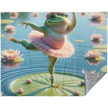 Imagem de Cobertor macio de animal dançarino sapo engraçado personalizado para sofá presentes de viagem grandes mulheres adultos 177,8 cm x 139,7 cm cobertor decorativo de Natal