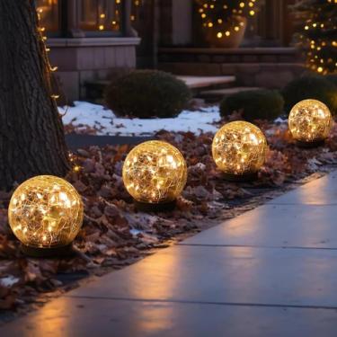 Imagem de Solar Globe Lights MLKNK Outdoor Waterproof, pacote com 4