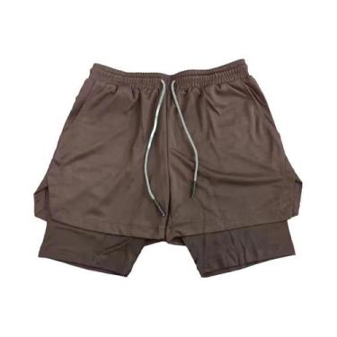 Imagem de Shorts De Corrida Masculinos Em Camuflagem, Respirável, De Dupla Camad
