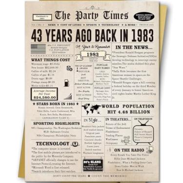 Imagem de Londue Happy 43rd Birthday Card for Women Men, Funny 43 Year Old Birthday Gift Card for Husband Wife Him Her, Retro Back in 1981 Birthday Decoration