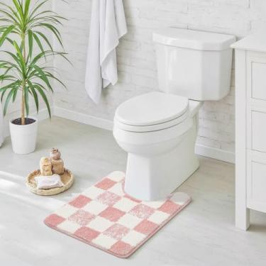 Imagem de GRANNY SAYS Tapetes de banheiro de diamante rosa, 51 x 61 cm, tapetes de banho antiderrapantes para banheiro, tapete de banho de microfibra absorvente de pelúcia ultramacia, tapete lavável bonito para