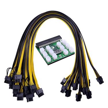 Imagem de JDIME Kits de placa breakout de módulo de alimentação com 12 peças, 17 peças, 18 AWG, 6 pinos para 6 + 2 cabos de alimentação de 8 pinos para placa de vídeo HP 1200W 750W PSU (laranja)