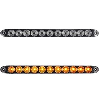 Imagem de Partsam 2x Lente Transparente Flange Mount 15" Marcador de seta de seta de luz Amber 11LED à prova d'água para caminhões Trailers RV Boat, Amarelo Faixa de LED ID Barra P/T/C Luzes de estacionamento
