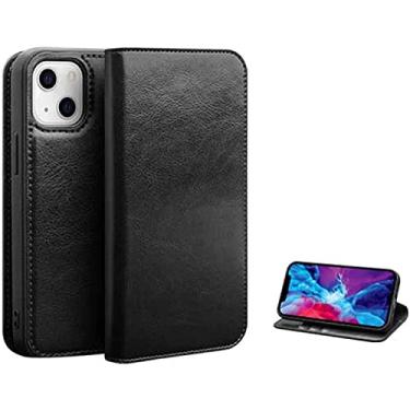 Imagem de KKFAUS Capa de telefone de carteira de couro premium, capa de proteção completa Bady para Apple iPhone 14 Plus (2022) 6,7 polegadas [Suporte de cartão] [Suporte] (Cor: Preto)