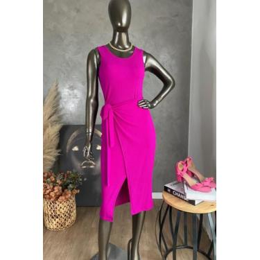 Imagem de Vestido Canelado Denver Feminino Lamour, P, Fuscia