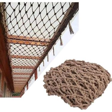 Imagem de Rede de segurança de corda de cânhamo Escadas Rede de Varanda Treehouse Escalada Corda Tecida Caminhão Reboque Rede de Carga Playground Decoração de Rede de Segurança Infantil (Cor: 8 mm/10 cm