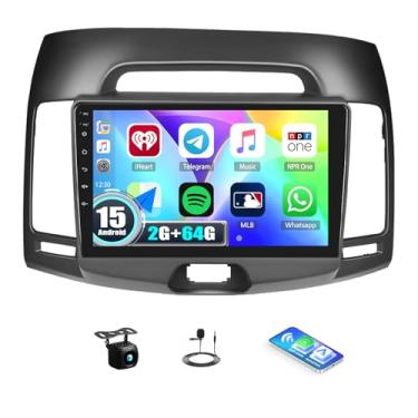 Imagem de Estéreo automotivo Android 2G + 64G para Hyundai Elantra 2007-2010 com Carplay sem fio Android Auto, unidade de cabeça de tela sensível ao toque de 23 cm Bluetooth, GPS, WiFi, 26UI, rádio FM/RDS
