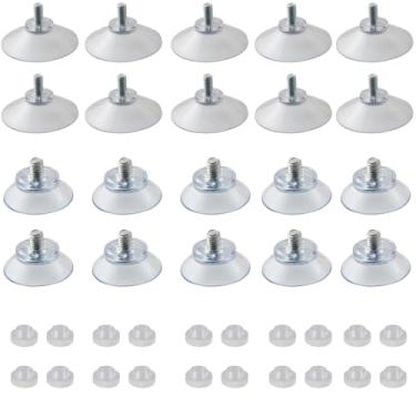 Imagem de CHENJIN 20 peças de ventosas de PVC transparente de haste rosqueada M5 com parafusos e porcas, 10 suportes de gancho de ventosa de 25 mm/40 mm para prender as pernas de mesa de vidro da cozinha