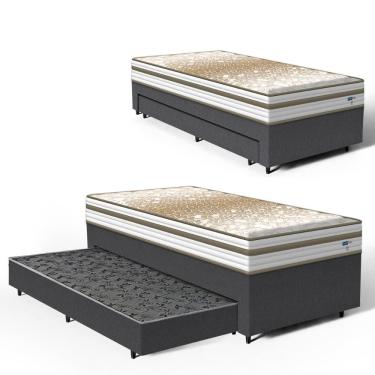 Imagem de Cama Box com Colchão de Molas Ensacadas Double Face Pillow Euro Alfa Probel + Auxiliar de Molas Unique Solteiro 88cm