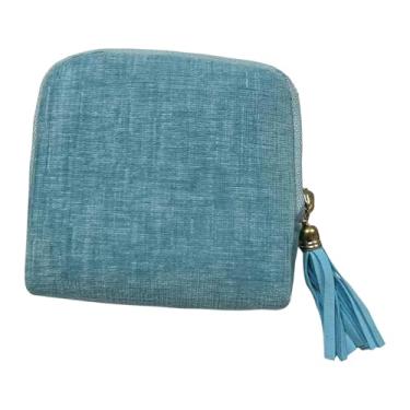 Imagem de Dynwave Estojo organizador de joias pequeno para viagem, porta-anéis, elegante suporte de veludo para brincos, bolsa para guardar pequenos objetos, ideal para, Céu Azul