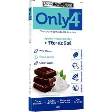Imagem de Chocolate Only4 com Flor de Sal Tudo Zero Leite 70g - Vegano