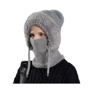 Imagem de Gorro De Inverno Feminino Em Veludo Tricotado Com Proteção Para as Ore