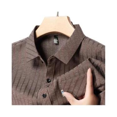 Imagem de Camisa Masculina Casual De Negócios De Manga Curta Estampada Sem Neces