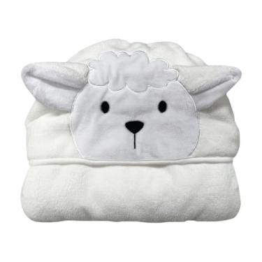 Imagem de Toalha de Banho com Capuz Infantil Kids Laço Bebê Animada (Ovelha Branca)