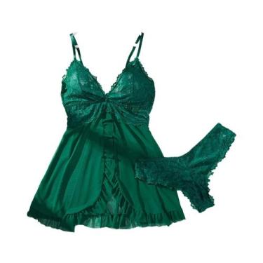 Imagem de Conjunto De Lingerie Vermelha Para Mulheres, Camisola Transparente Com