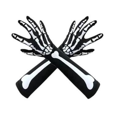 Imagem de Luvas De Esqueleto Para Halloween Adulto, Máscara De Crânio, Fantasia 