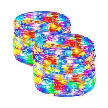 Imagem de Guirlanda De Natal Solar LED Com Luzes De Cordão Para Exterior, 8 Modo