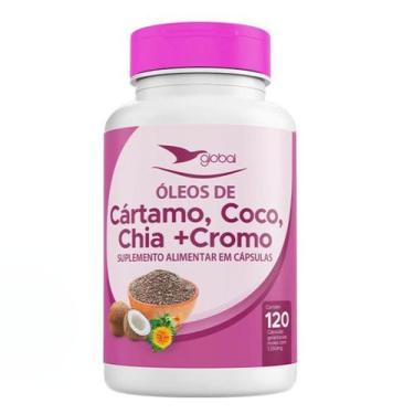 Imagem de Óleos de Cártamo, Coco, Chia e Cromo  120 Cápsulas - Global Suplemento