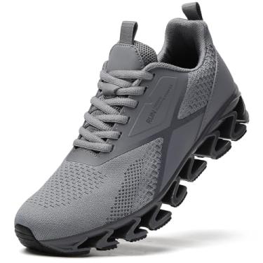 Imagem de DEELOG Tênis de corrida feminino, confortável, tênis de caminhada, tênis de trilha, Cinza claro 01, 38