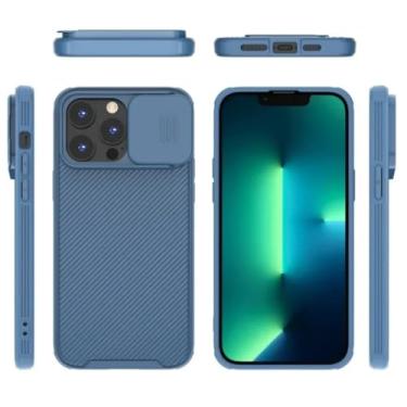 Imagem de Capa magnética para iPhone 16 16e 15 14 13 12 11 Pro Max com proteção de lente por pressão (para iPhone 15/Azul)