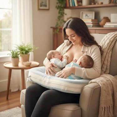 Imagem de Almofada Amamentação Grande Cinza Gêmeos