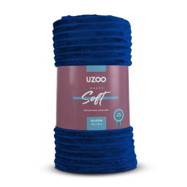 Imagem de Manta Microfibra Flannel Soft Queen Canelada 220x240cm - Uzoo Manta Microfibra Queen Canelada 220x240cm Azul