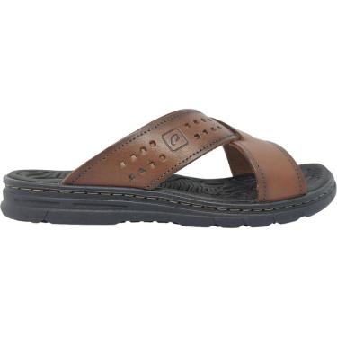 Imagem de Chinelo Masculino Slide Casual Dia a Dia Passeio em Couro Amortech Ultra Confort Pegada 134201