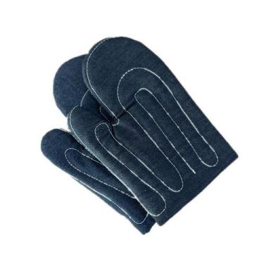 Imagem de Luvas de forno resistentes ao calor 400 C, algodão azul/preto, 1 par -