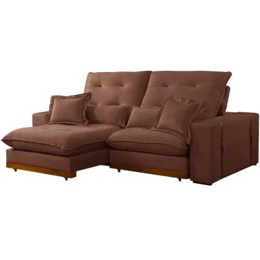 Imagem de Sofá Toronto em Linho 4 Lugares Retrátil e Reclinável 250cm Aifos Cor Marrom