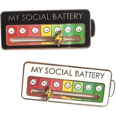 Imagem de Alfinetes de broche Creative My Social Battery Design Alloy 2x5cm - yi