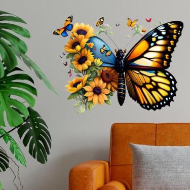 Imagem de Adesivos de parede Yellow Butterfly Girassol Floral PVC 29,5 x 29,5 cm