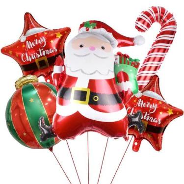 Imagem de Conjunto de balões de festa de Natal, 5 peças de Papai Noel, bastão de