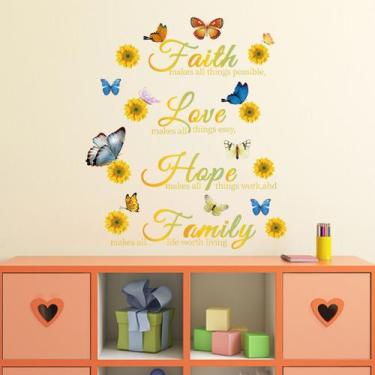 Imagem de Adesivo de parede Faith, Love, Hope, Family Inspirational 30x60cm - yi