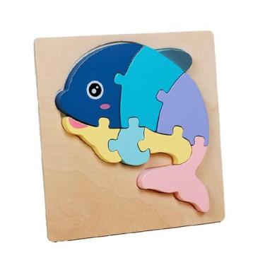 Imagem de Puzzle Toy Whale Wooden Colorido para crianças com mais de 36 meses - 