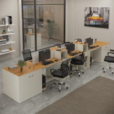 Imagem de Estação de Trabalho 6 Lugares Moscou Office 6 Mesas 4 Armários 4 Aparadores  - Vianossa