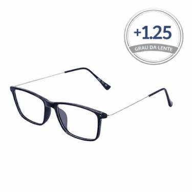Imagem de Óculos de Leitura Retangular em Metal  Lentes com Grau  Descanso e Pre