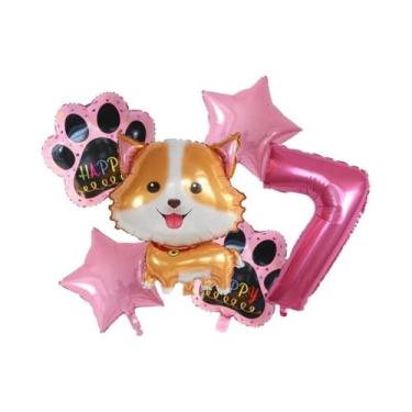 Imagem de Balões De Hélio Corgi Husky 6pcs, Decoração De Festa De Aniversário E 