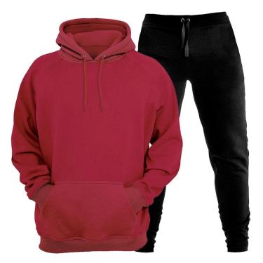 Imagem de Conjunto Moletom Plus Size Blusa Canguru e Calça Plus Size Liso Masculino Feminino-Unissex