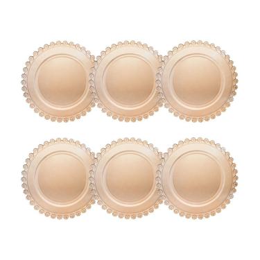 Imagem de Cj 6 Pratos Rasos de Cristal Daisy Âmbar 28cm Wolff