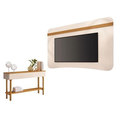 Imagem de Painel Suspenso Armony Off White Cinamomo com Aparador Fiero Off White Cinamomo - HB Móveis