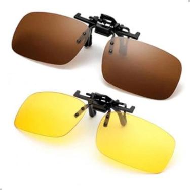 Imagem de Kit 2 Clip On Encaixa Oculos De Grau Polarizado Uv Motorista Dirigir-Masculino