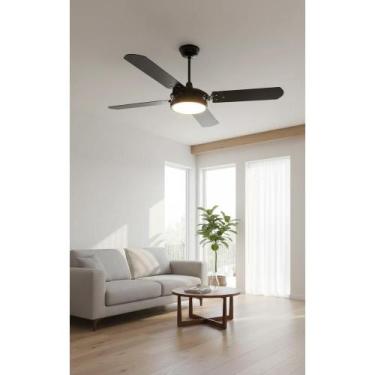 Imagem de 2x Ventilador Teto 3 Pás MDF Preto 1.1m Silencioso LED - Congratulatio