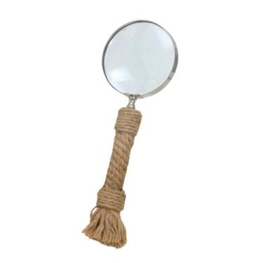 Imagem de Lupa de Aumento Decorativa Prata com Cabo de Juta 29cm 15544-PL - PARI