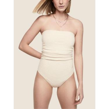 Imagem de Maiô Feminino Beachwear Texturizado Sem Alças Dzarm, Off white, XG