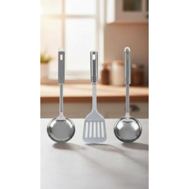 Imagem de Conjunto 5 Utensílios Cozinha Inox Talheres Prata - Congratulations St
