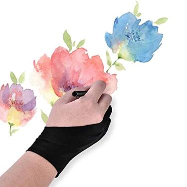 Imagem de Luvas de artista para desenho, para tablet, de dois dedos, luvas antiborrões para desenho em telas de tablet, papel de pintura, rascunhos, universais, para mão esquerda e direita - XL