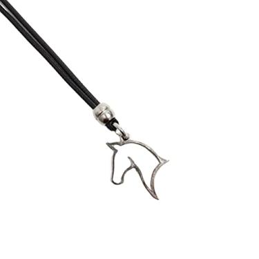 Imagem de Colar de Couro Ajustável Country Pingente Vazado Cavalo Peão Rural